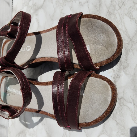 Merrell REVALLI AURA Deep Purple Strappy Wedge Leather Sandal (8) - Picture 10 of 14